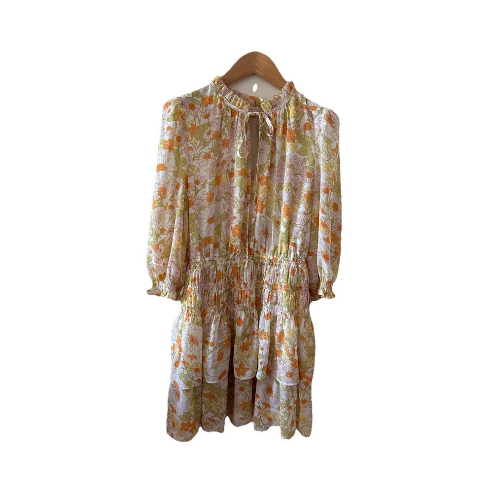 NWT En Saison Retro Print Mini‎ Dress Floral Ruffled | S